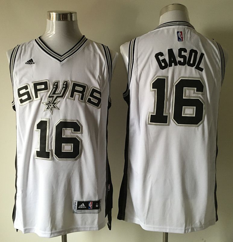 Men San Antonio Spurs #16 Gasol White Adidas NBA Jerseys